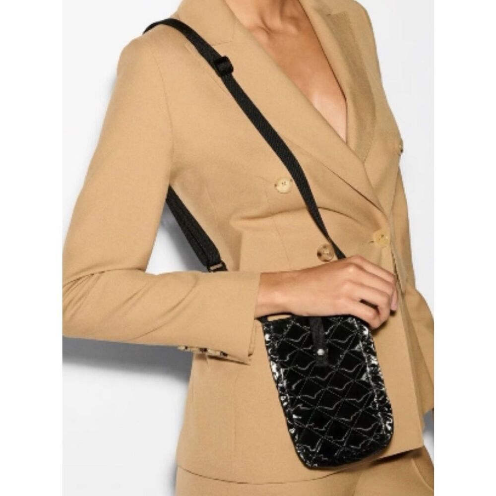 MZ Wallace Black Liquid Quilted Crossbody Bag